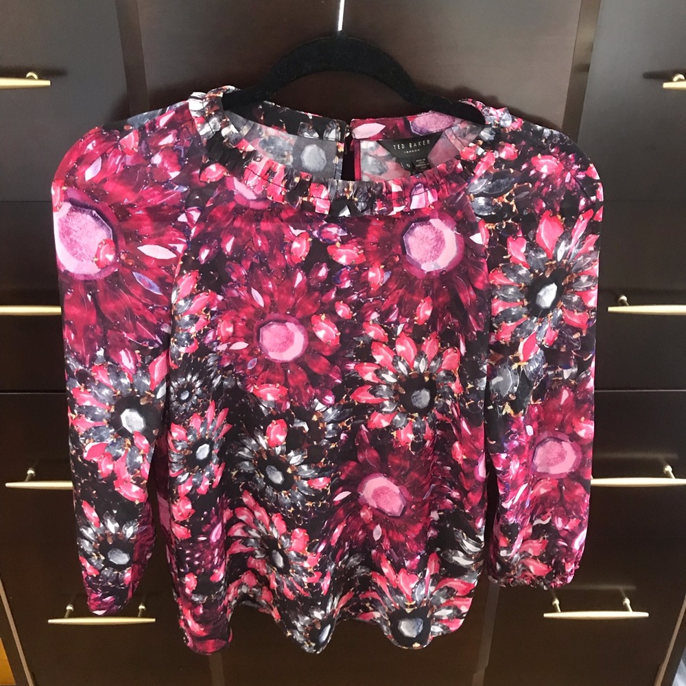 TED BAKER pink flower jewel blouse
